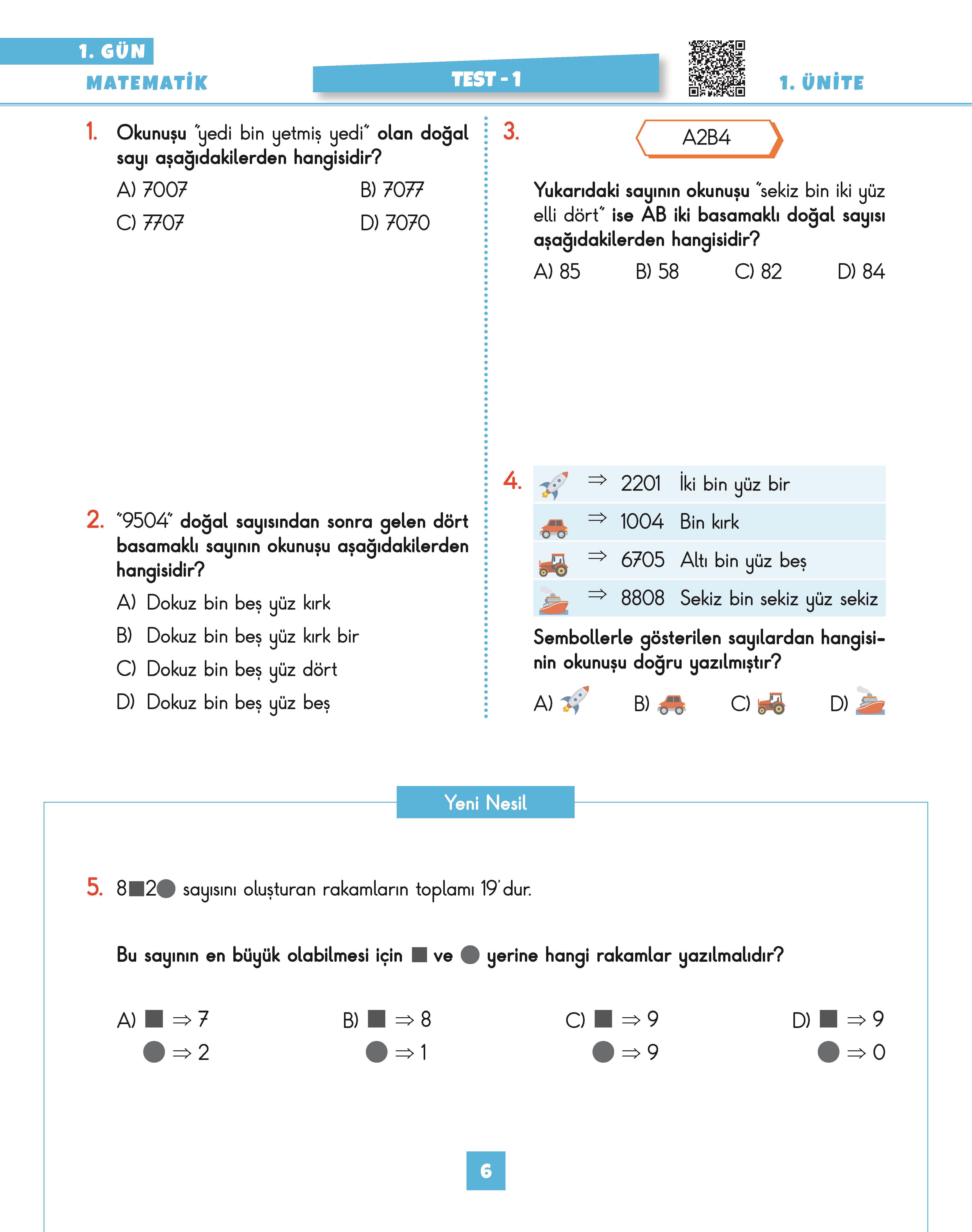 4 Sınıf GÜN GÜN Seti Yeni Nesil Soru Bankası 2025 (Ev Ödevlerine Yardımcı Test ve Etkinlikler)
