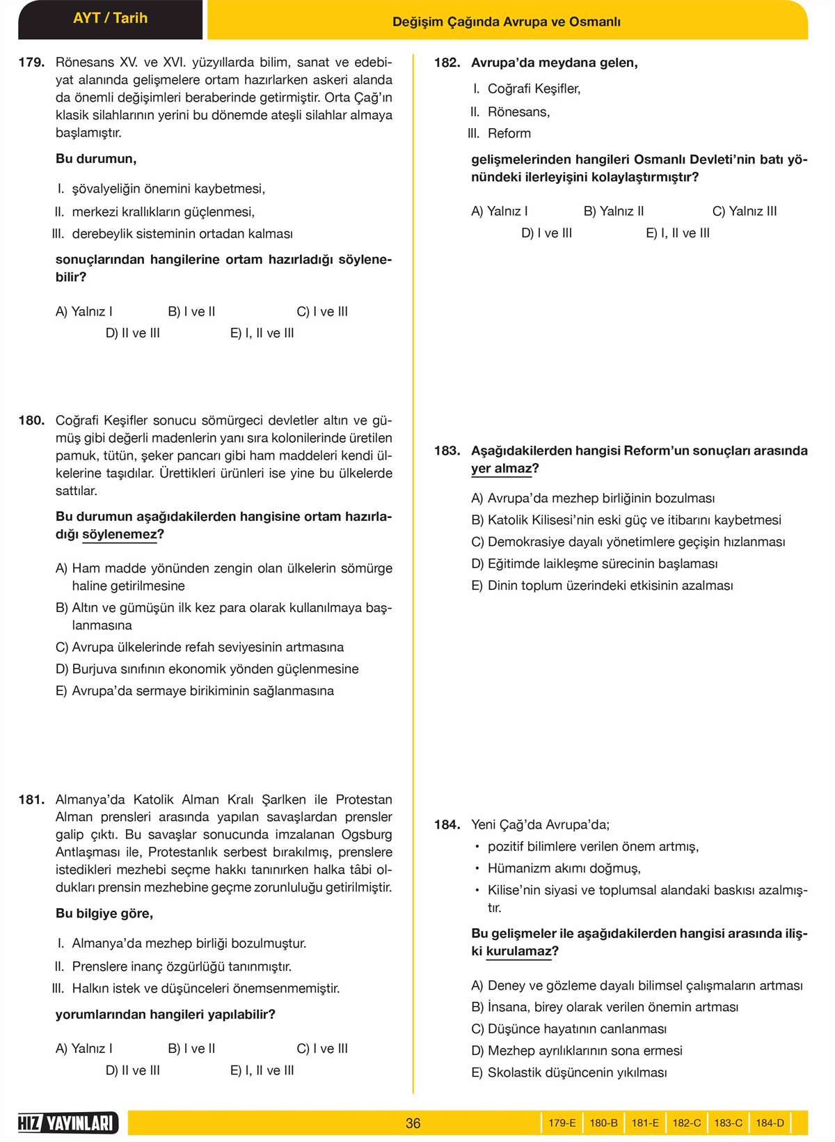 AYT SON 500 SORU TARİH