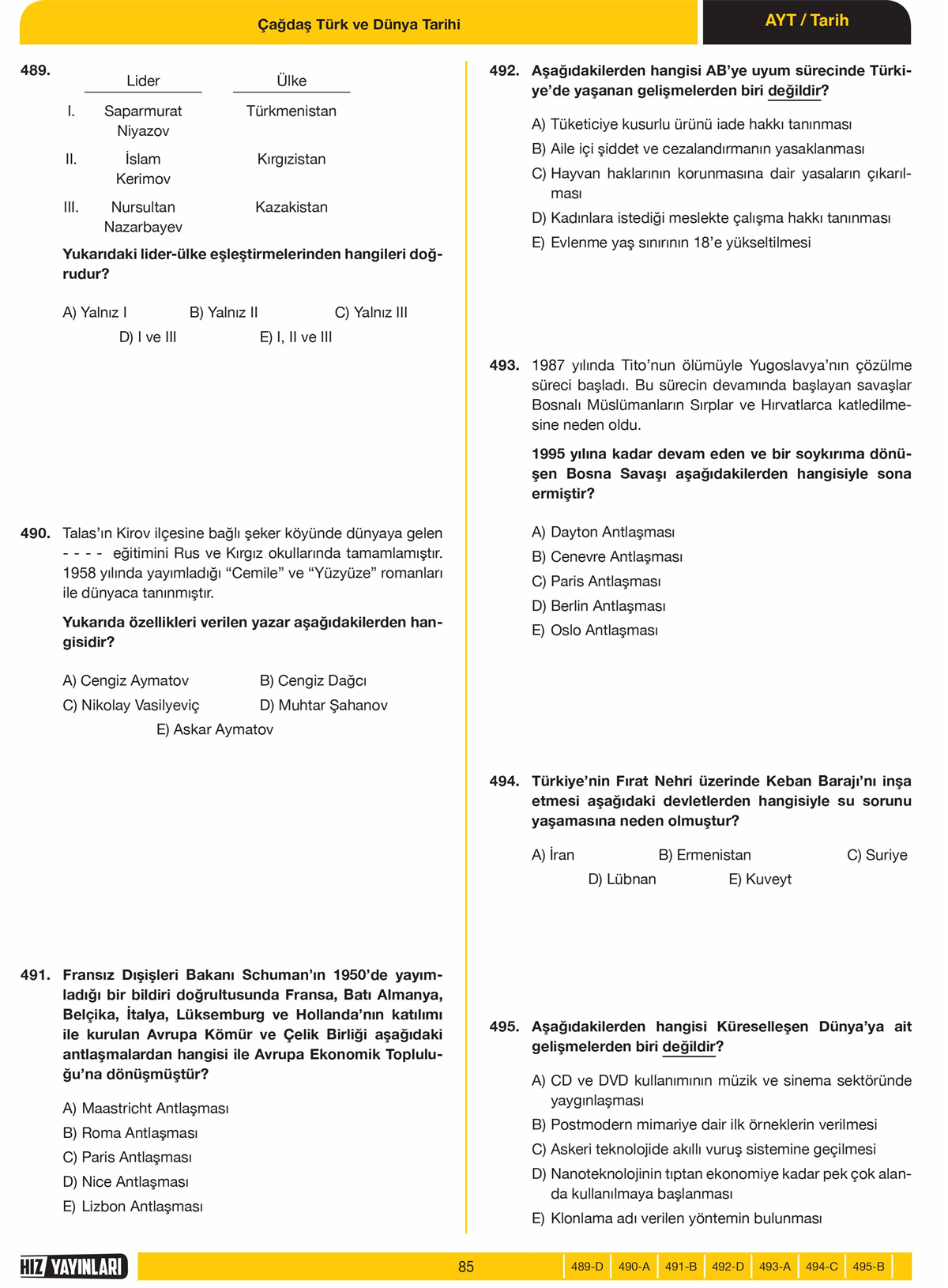 AYT SON 500 SORU TARİH