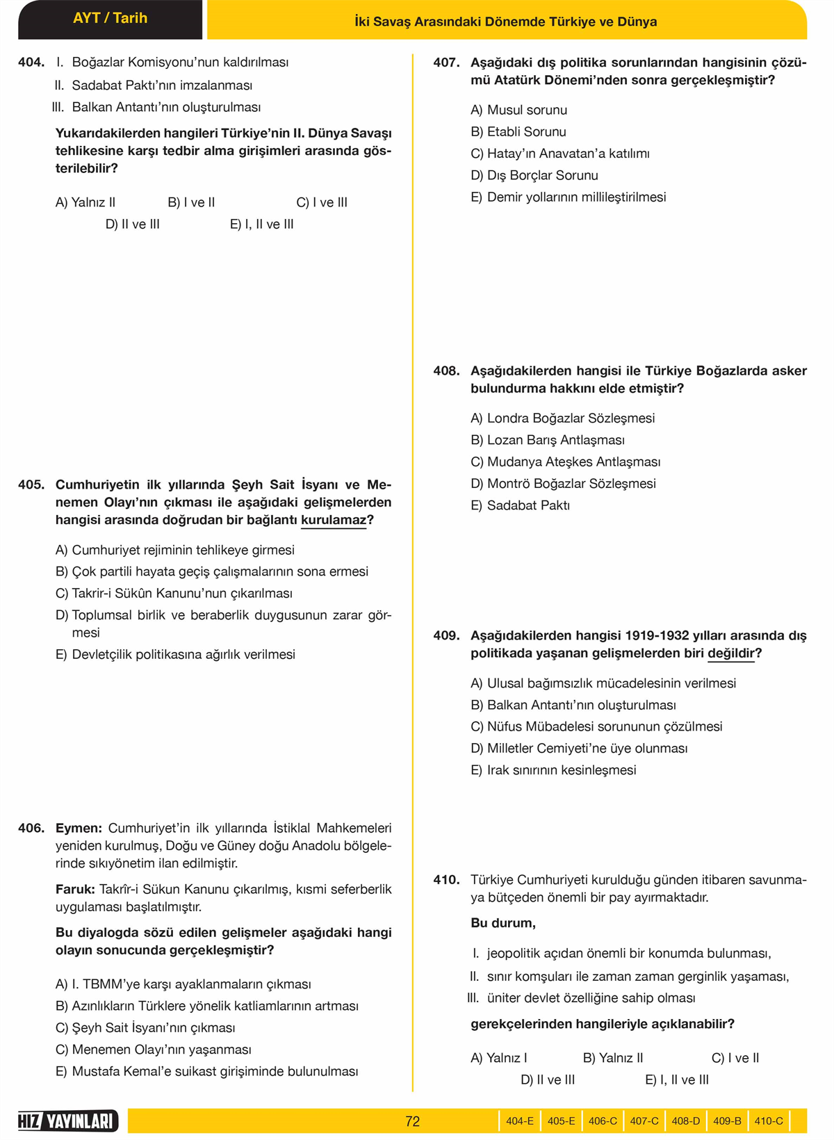 AYT SON 500 SORU TARİH