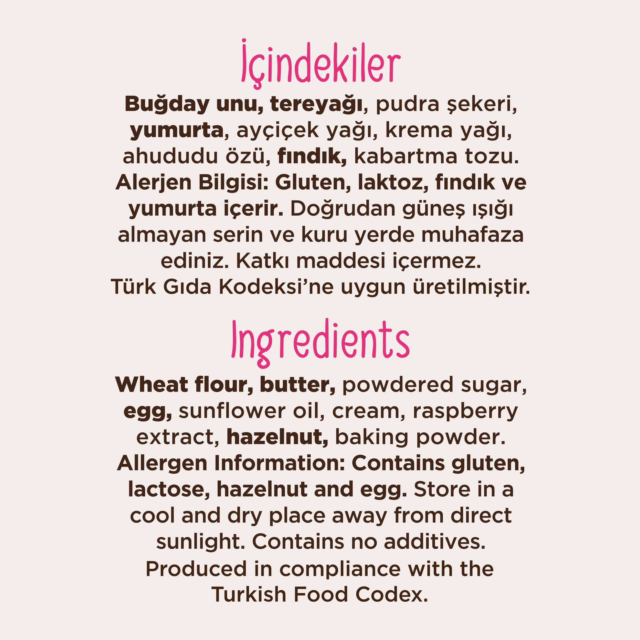 Ahududulu Kalp Kurabiye 250 G