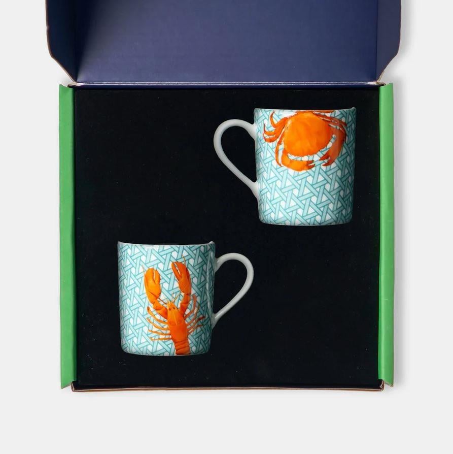 Hazeran Lobster & Crab İkili Porselen Türk Kahvesi Fincanı