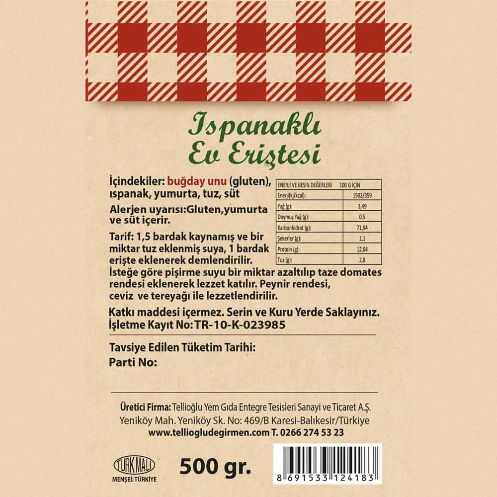 Ispanaklı Ev Eriştesi 500 G