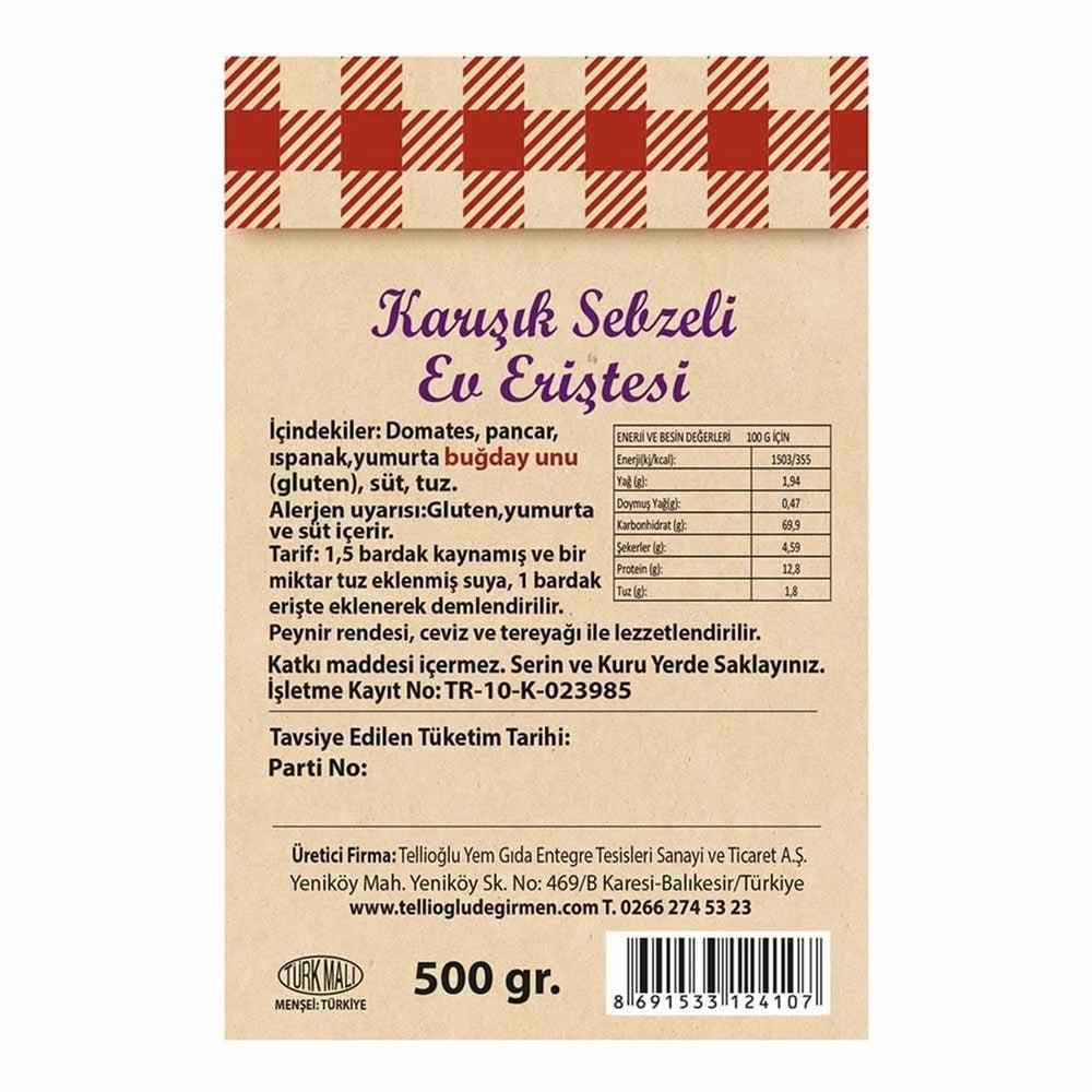 Karışık Sebzeli Ev Eriştesi 500 G