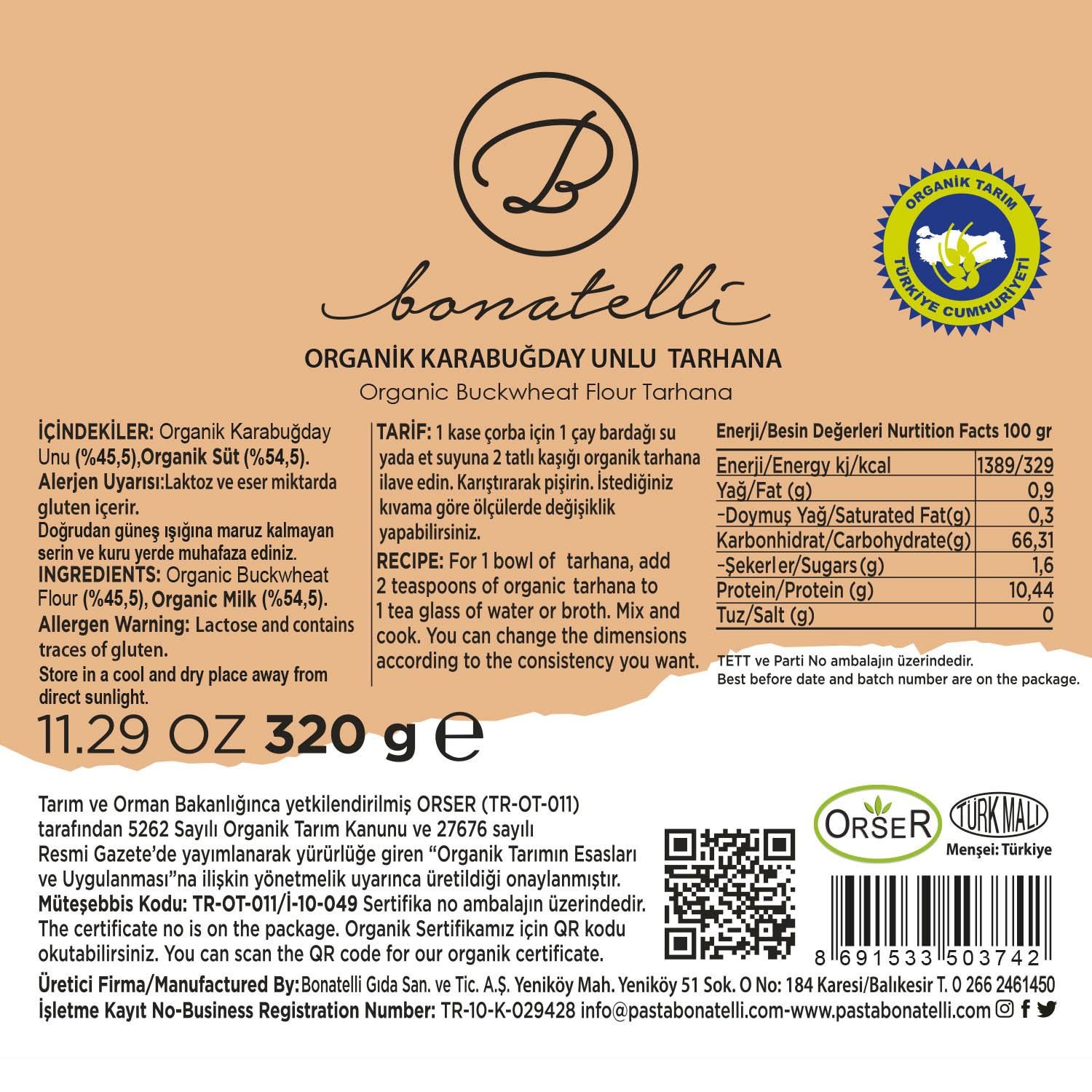 Organik Karabuğday Unlu Tarhana 320 G