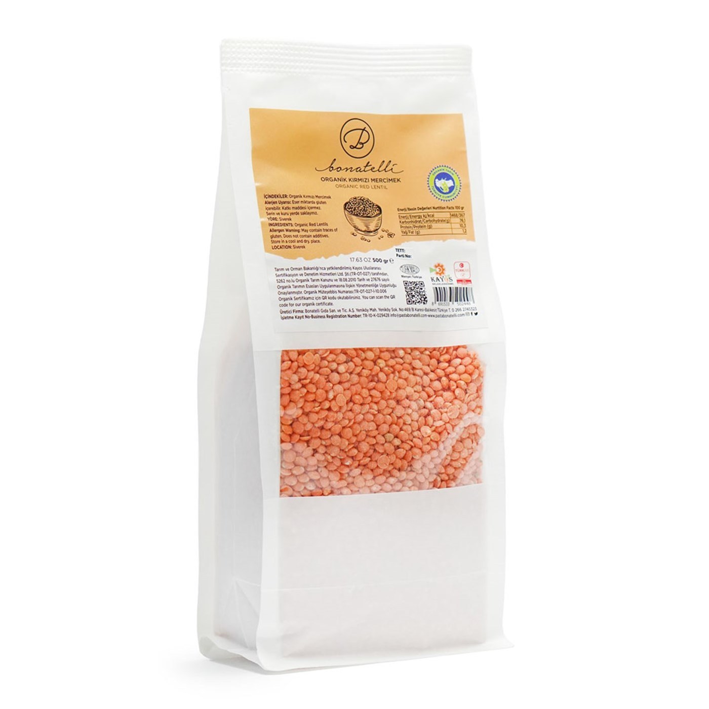 Organik Kırmızı Mercimek 500 G