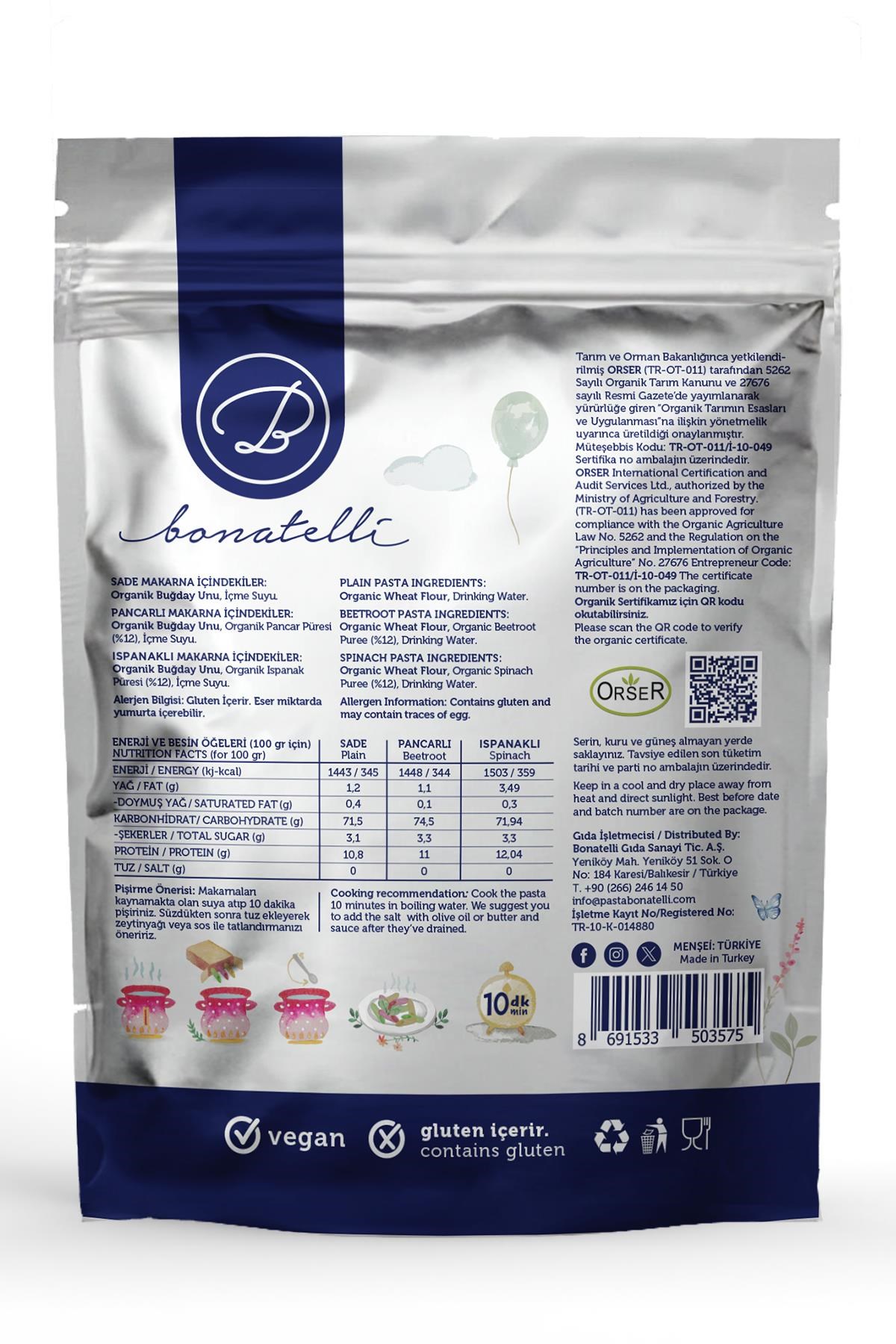 Organik Sebzeli Penne Makarna 300 G