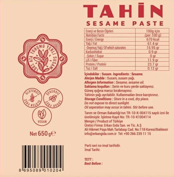 Şekercizade 1890 Tahin
