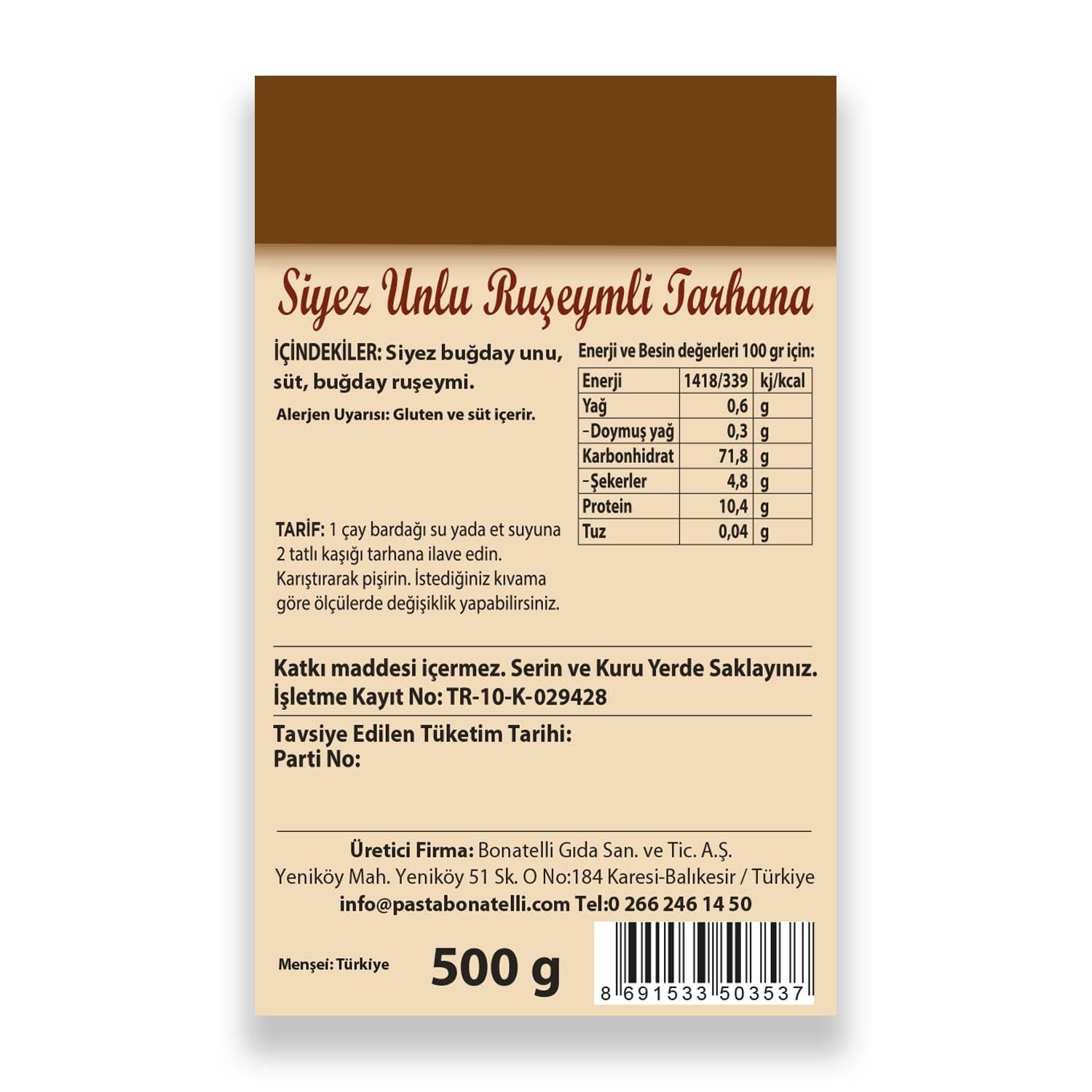 Siyez Unlu Ruşeymli Tarhana 500 G