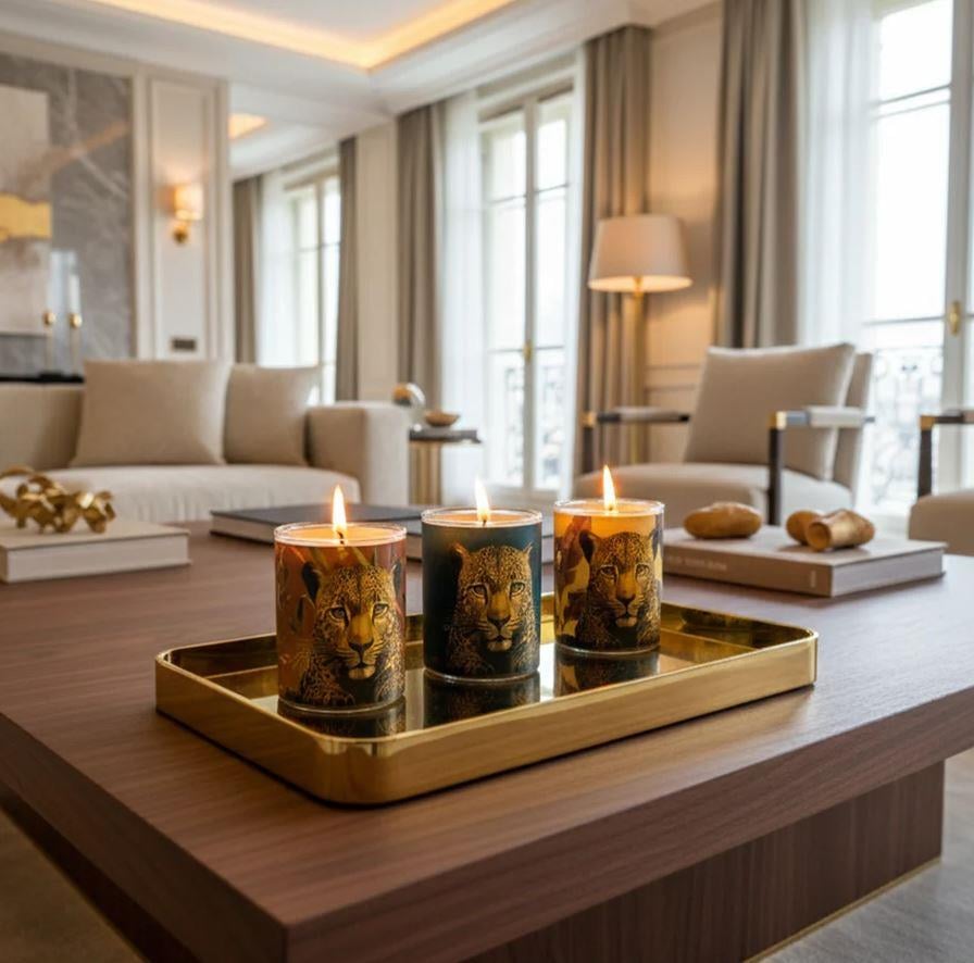 Triple Leopard Candles