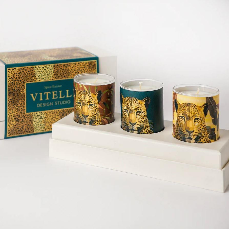 Triple Leopard Candles