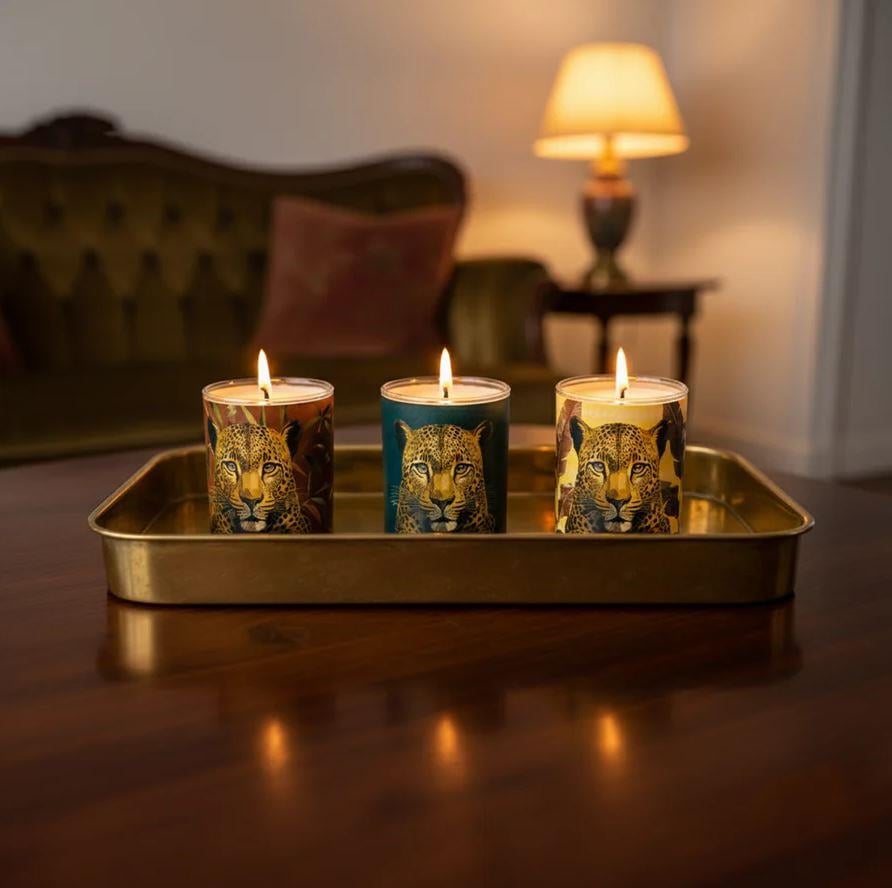 Triple Leopard Candles