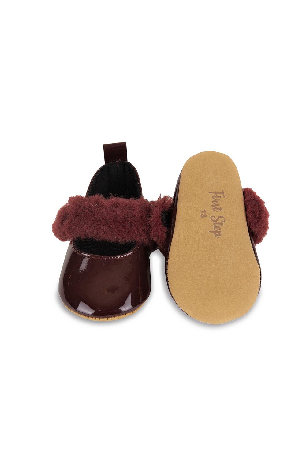 BEBEK PATİĞİ TÜYLÜ ATKILI BABET-Bordo/Burgundy-G-2355