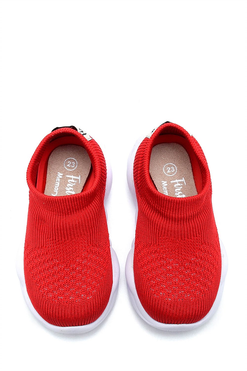 First Step Ultra Hafif Memory Foam İç Taban Çocuk Triko Ayakkabı Kırmızı-M-1002