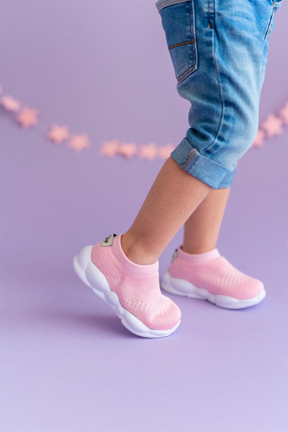 Ultra Hafif Memory Foam İç Taban Çocuk Triko Spor Ayakkabı Pembe-M-1002