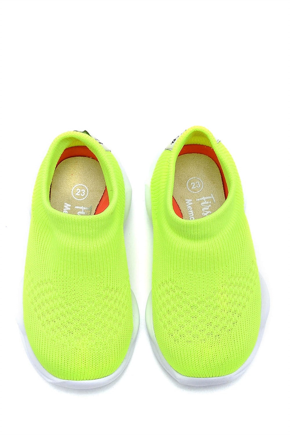 Ultra Hafif Memory Foam İç Taban Çocuk Triko Spor Ayakkabı Neon Yeşil-M-1002