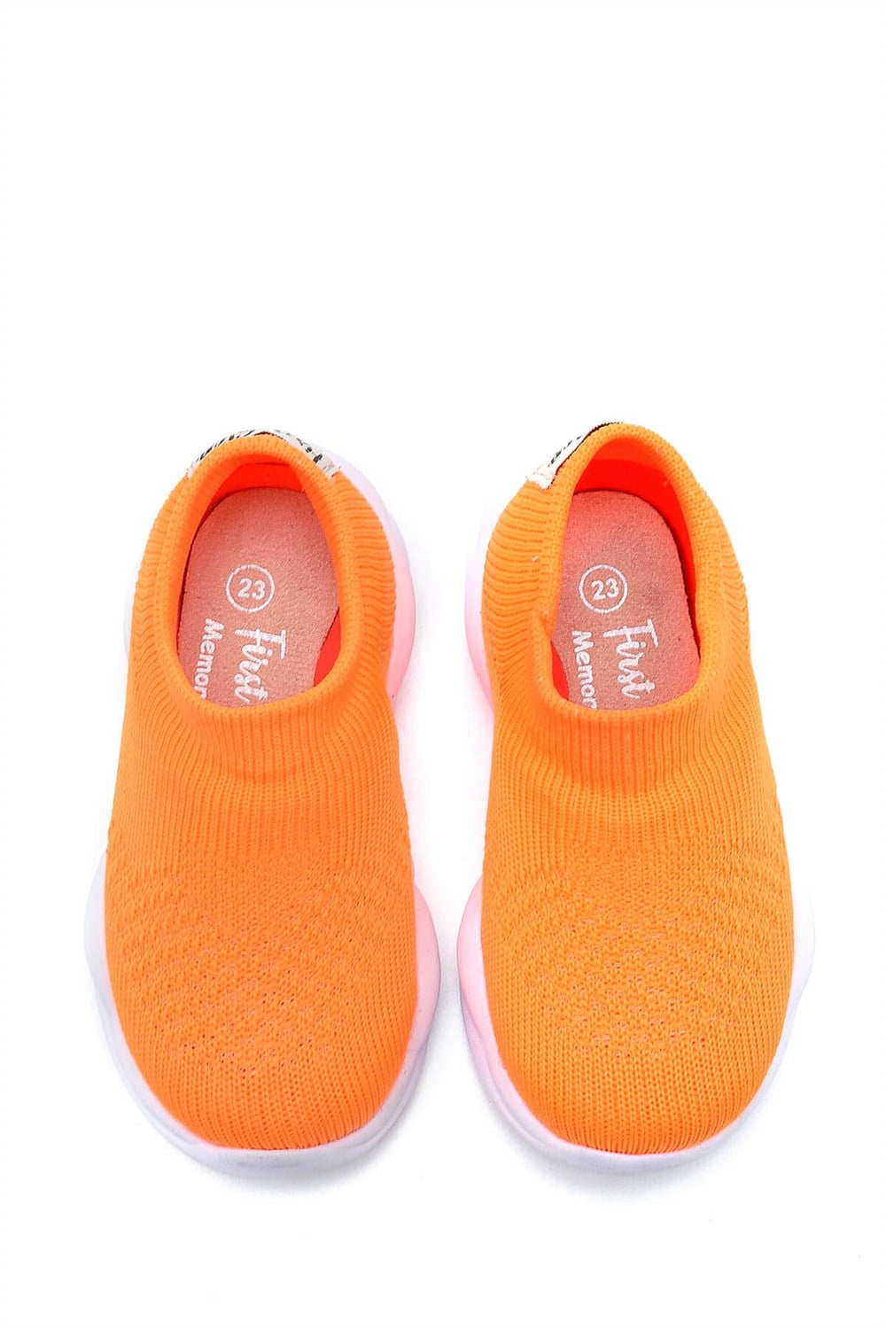 Ultra Hafif Memory Foam İç Taban Çocuk Triko Spor Ayakkabı Neon Turuncu-M-1002