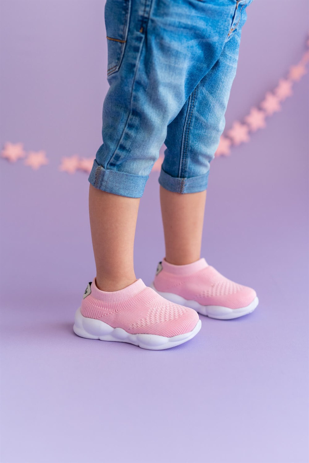 Ultra Hafif Memory Foam İç Taban Çocuk Triko Spor Ayakkabı Pembe-M-1002