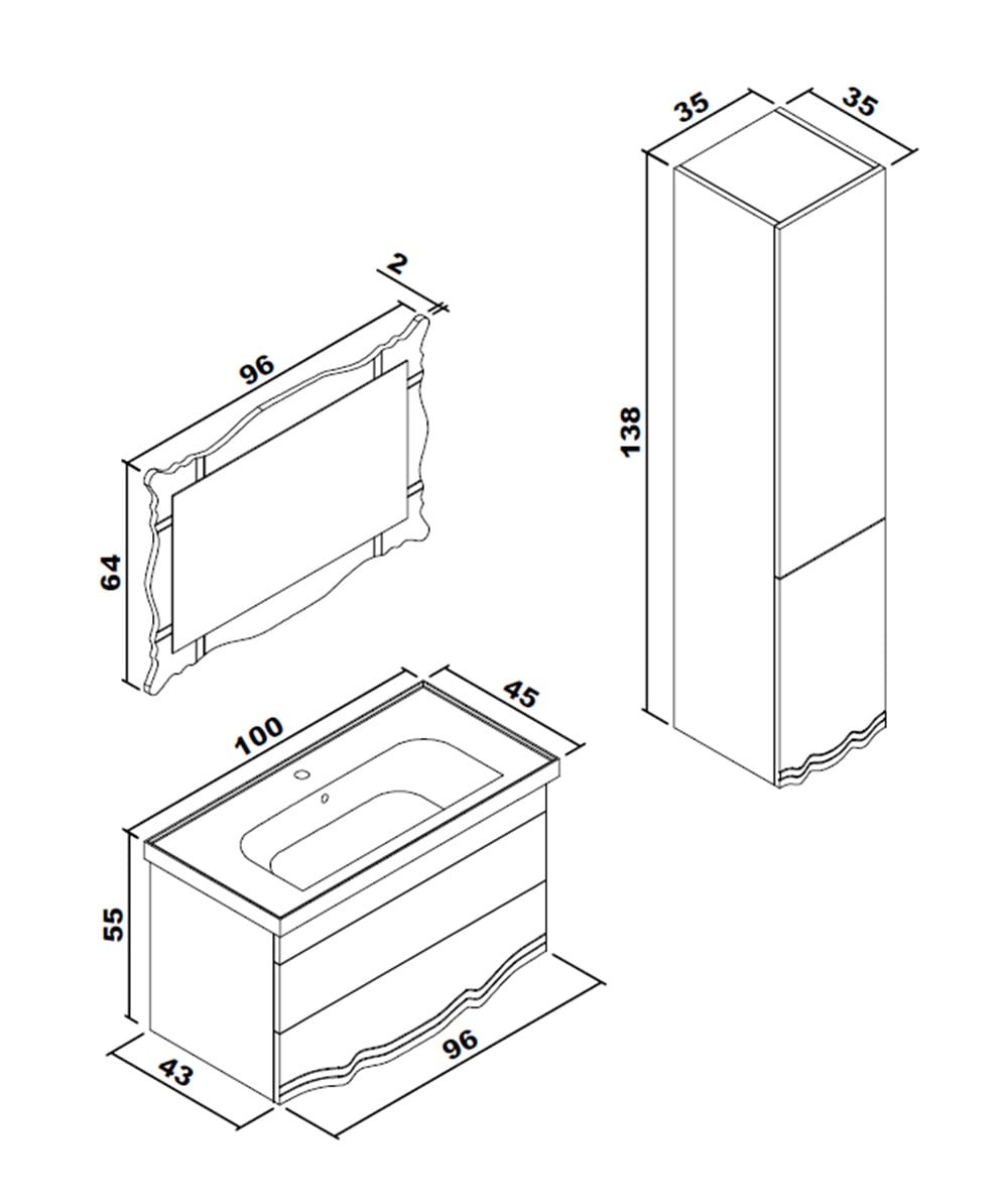 DİVA 100 BANYO DOLABI
