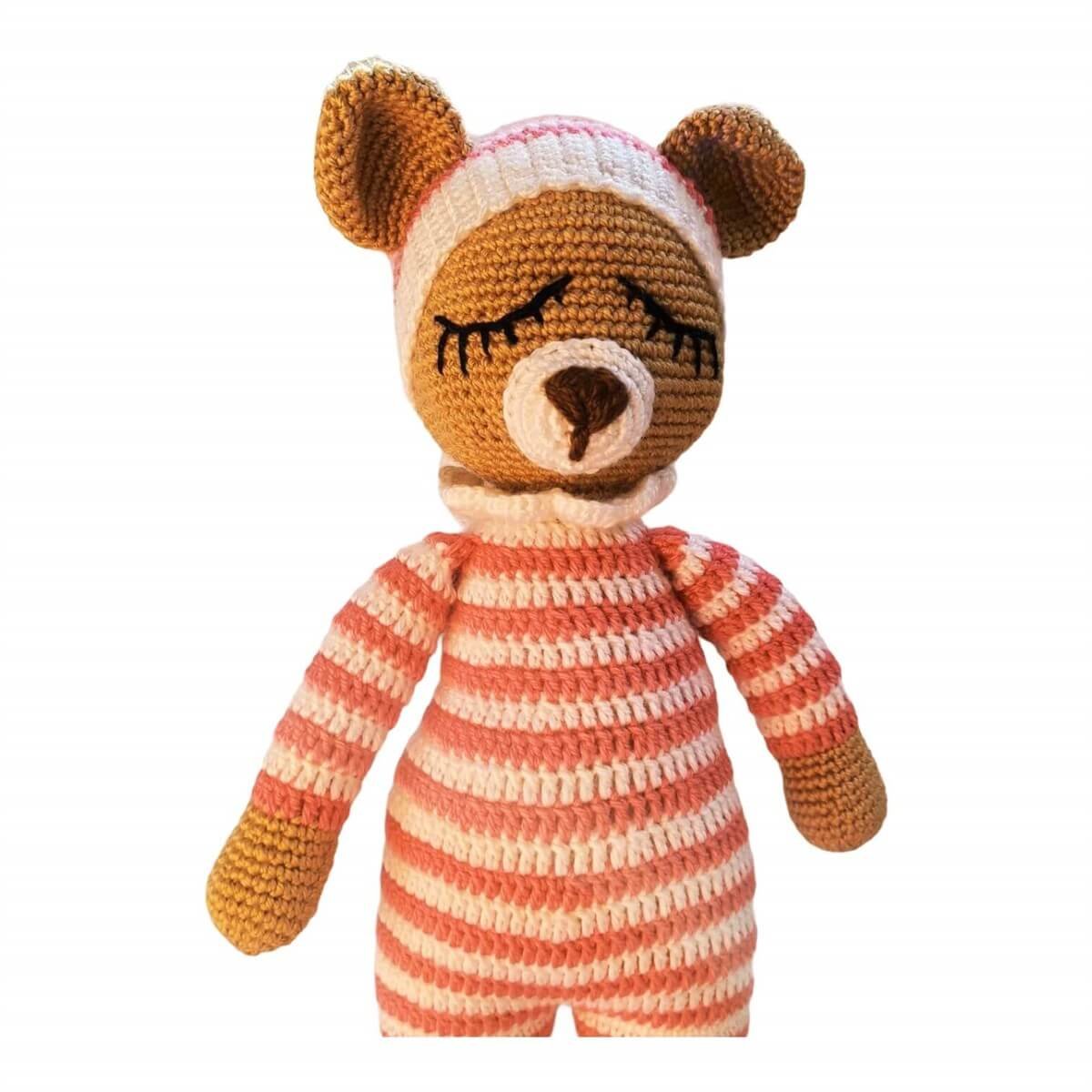 Amigurumi Özel Tasarım Organik El Örgüsü Ayıcık Figürlü Oyuncak 38cm-Ev Gereçleri-QuzucukKids.com