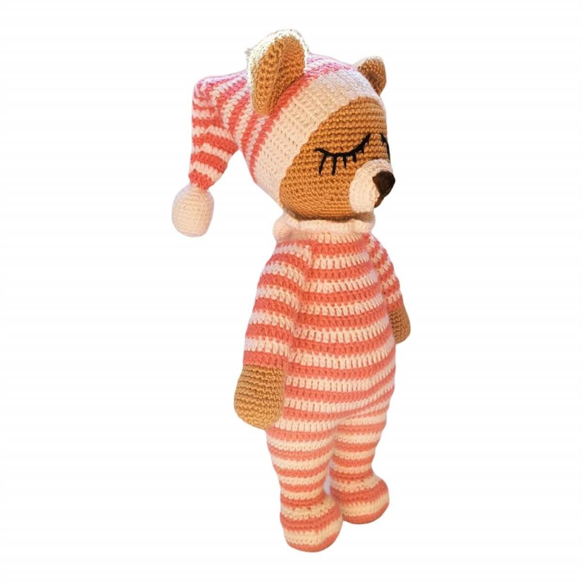 Amigurumi Özel Tasarım Organik El Örgüsü Ayıcık Figürlü Oyuncak 38cm-Ev Gereçleri-QuzucukKids.com