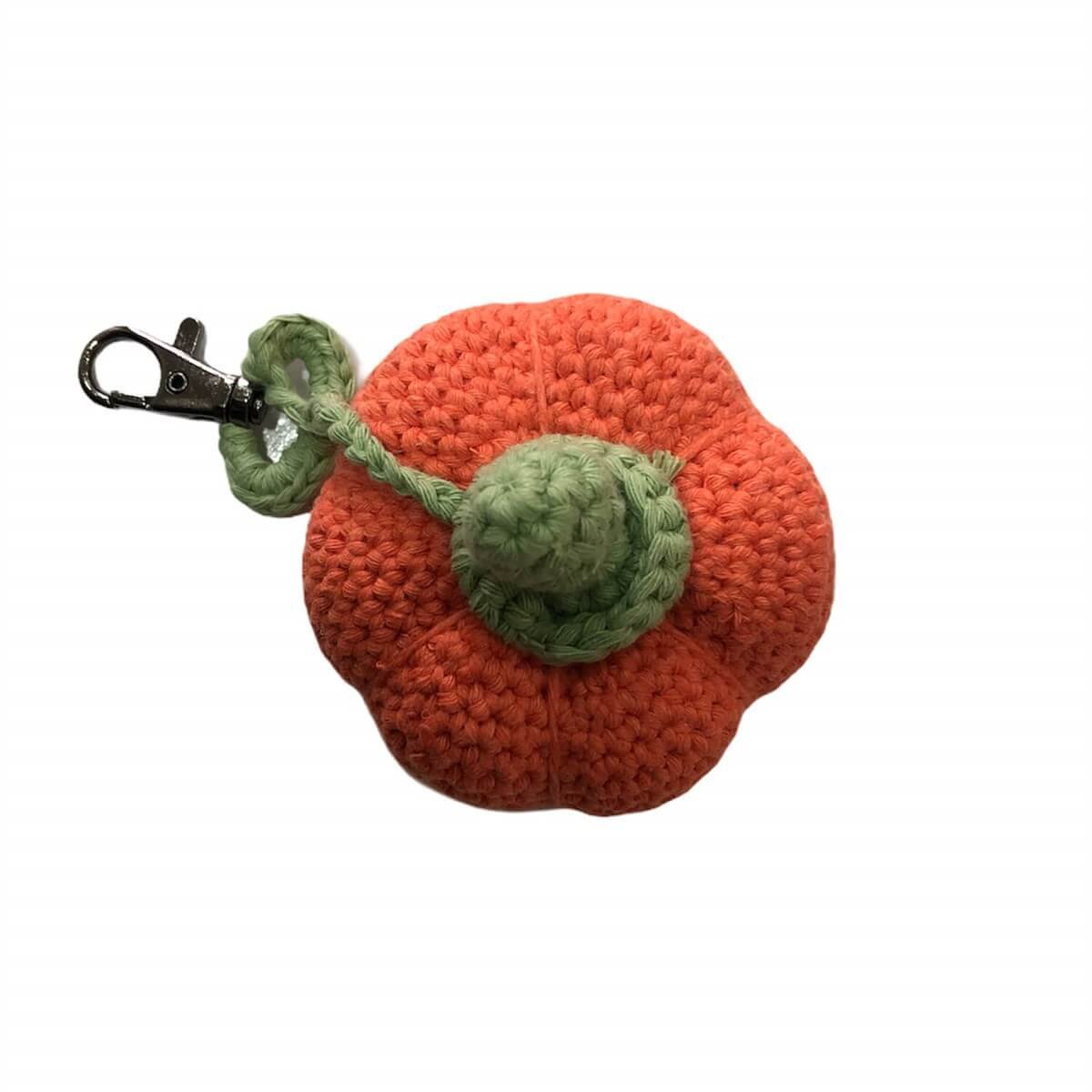 Amigurumi Özel Tasarım Organik El Örgüsü Balkabağı Anahtarlık Ø8cm-Ev Gereçleri-QuzucukKids.com
