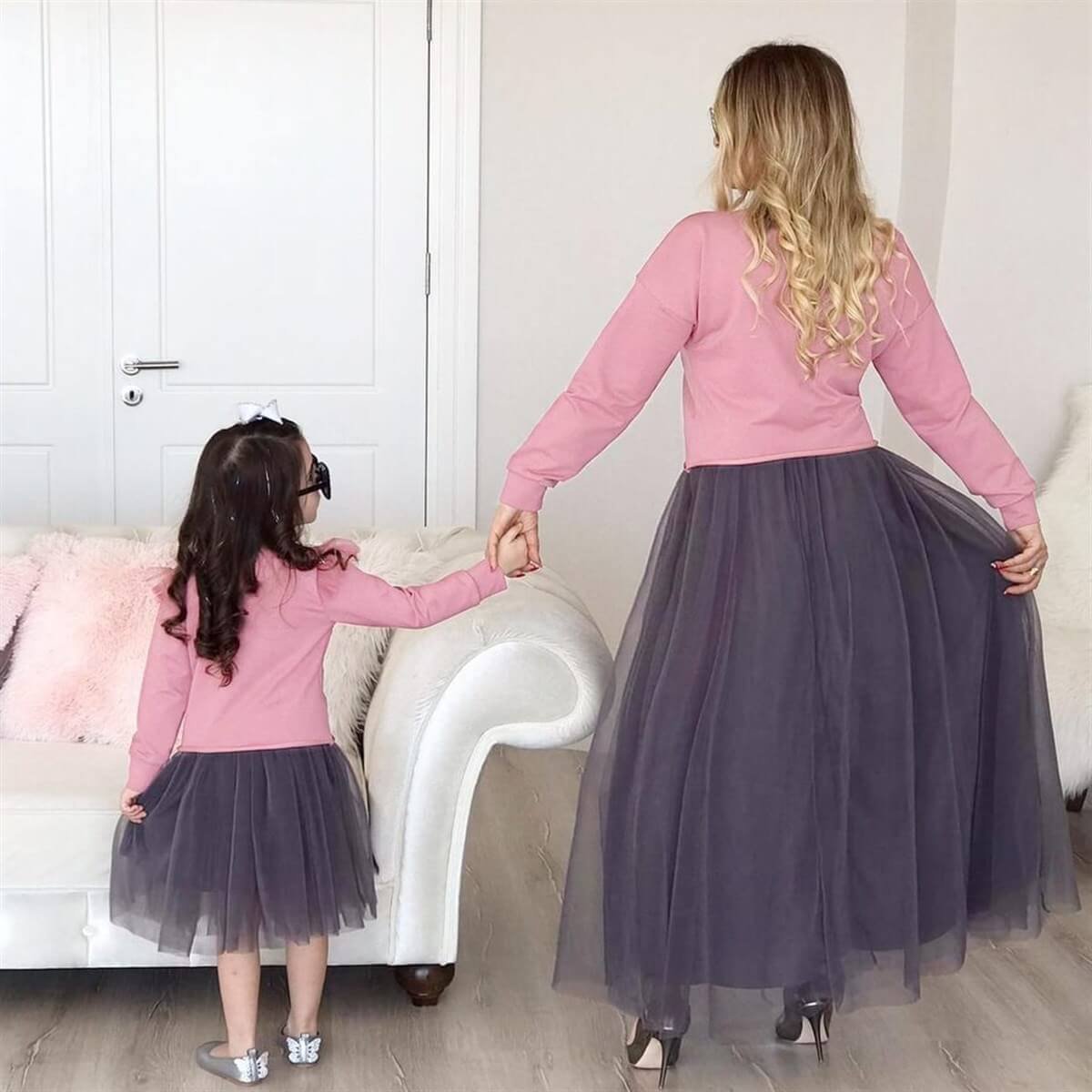 Anne & Çocuk Etekli Kombin-Kid Girl Cloth Sets-QuzucukKids.com