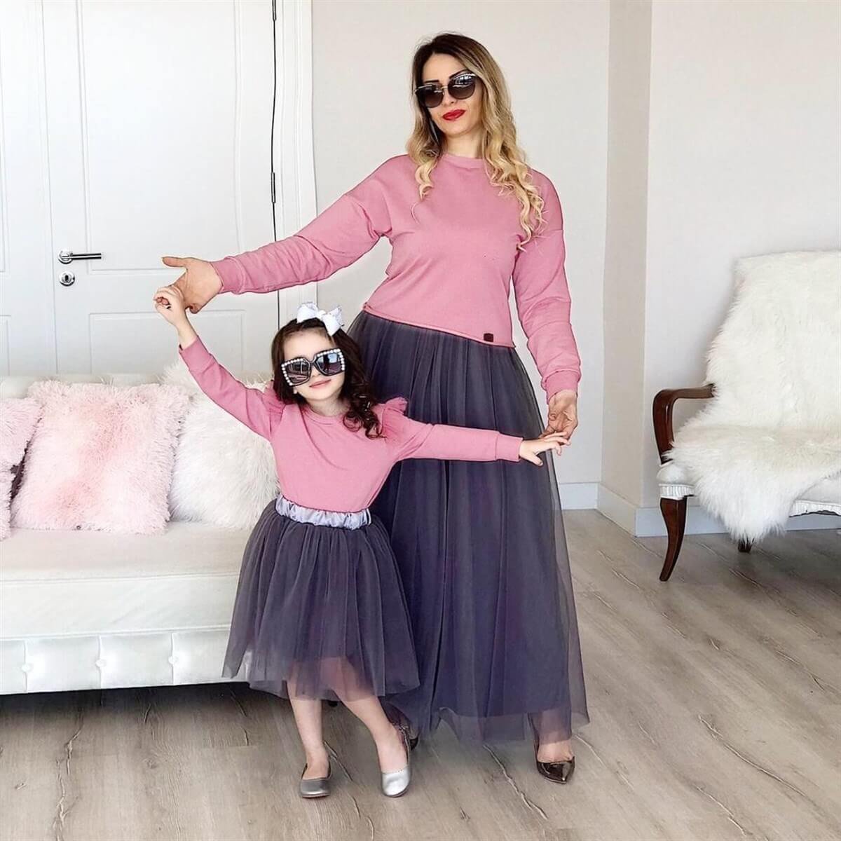 Anne & Çocuk Etekli Kombin-Kid Girl Cloth Sets-QuzucukKids.com