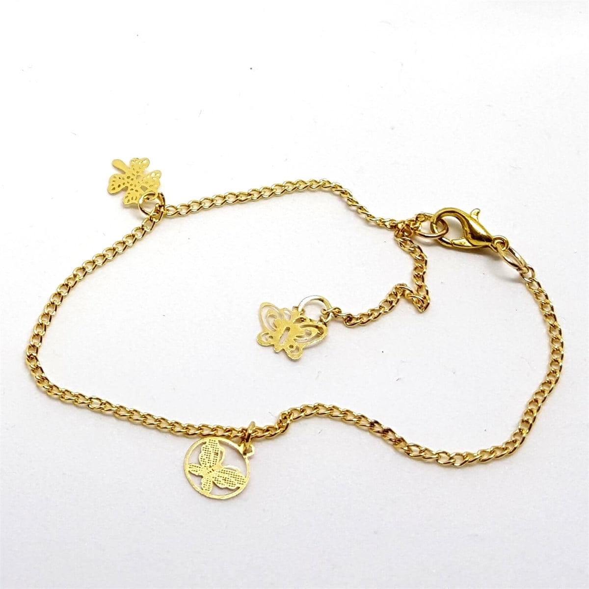 Butterfly Gold Kaplama Zarif Gözlük Zinciri & Bileklik Seti-Aksesuar-QuzucukKids.com