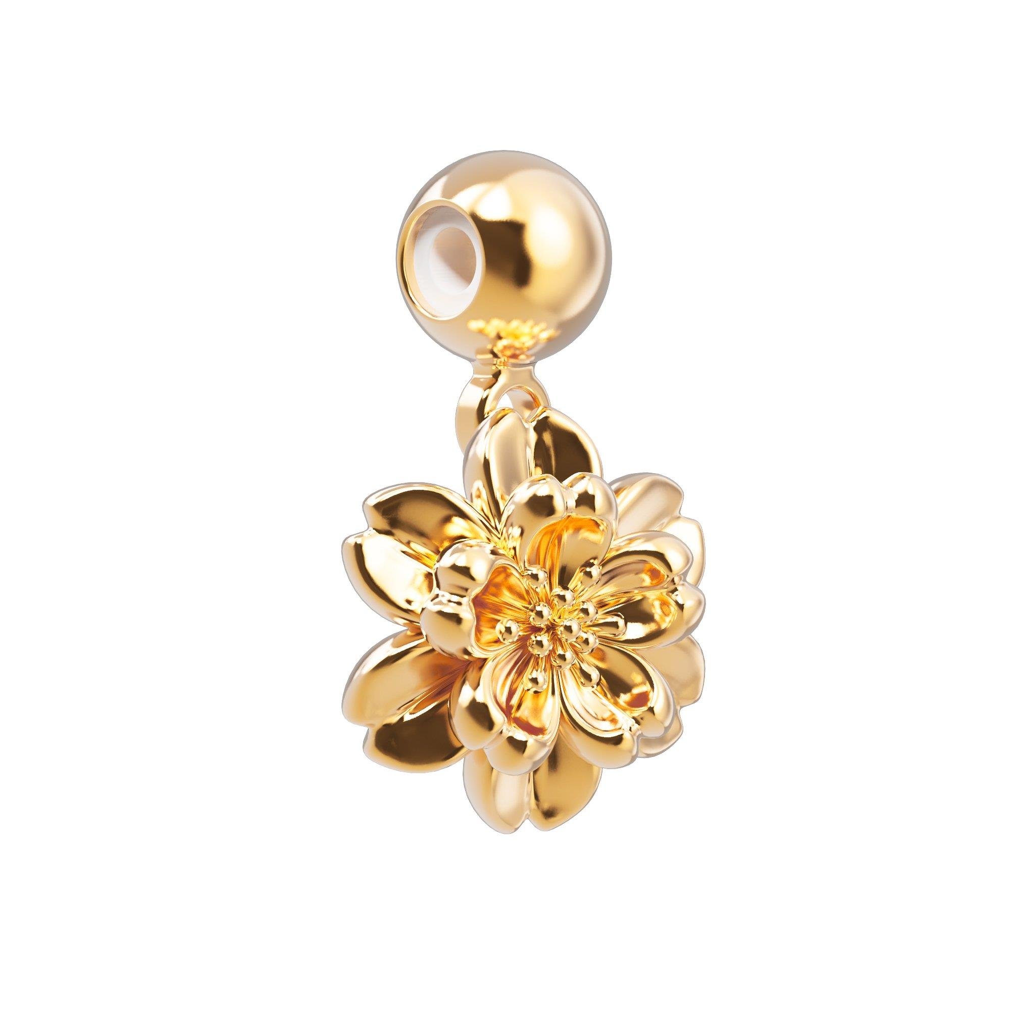 Chocli 18 Ayar Altın Kaplama Charm -  Cherry Blossom