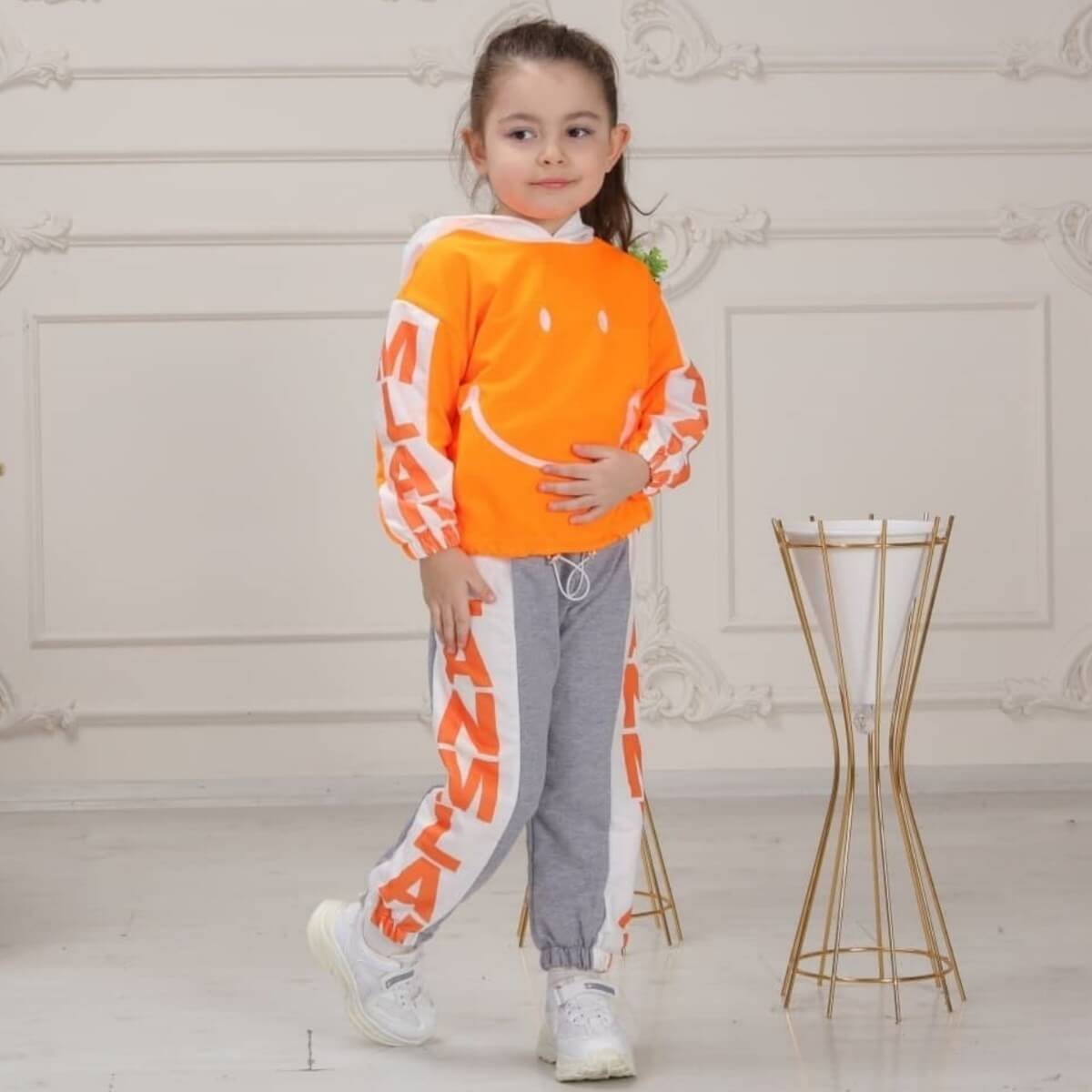 Çocuk Smiley Eşofman Seti-Kız Çocuk Alt Üst Takım-QuzucukKids.com