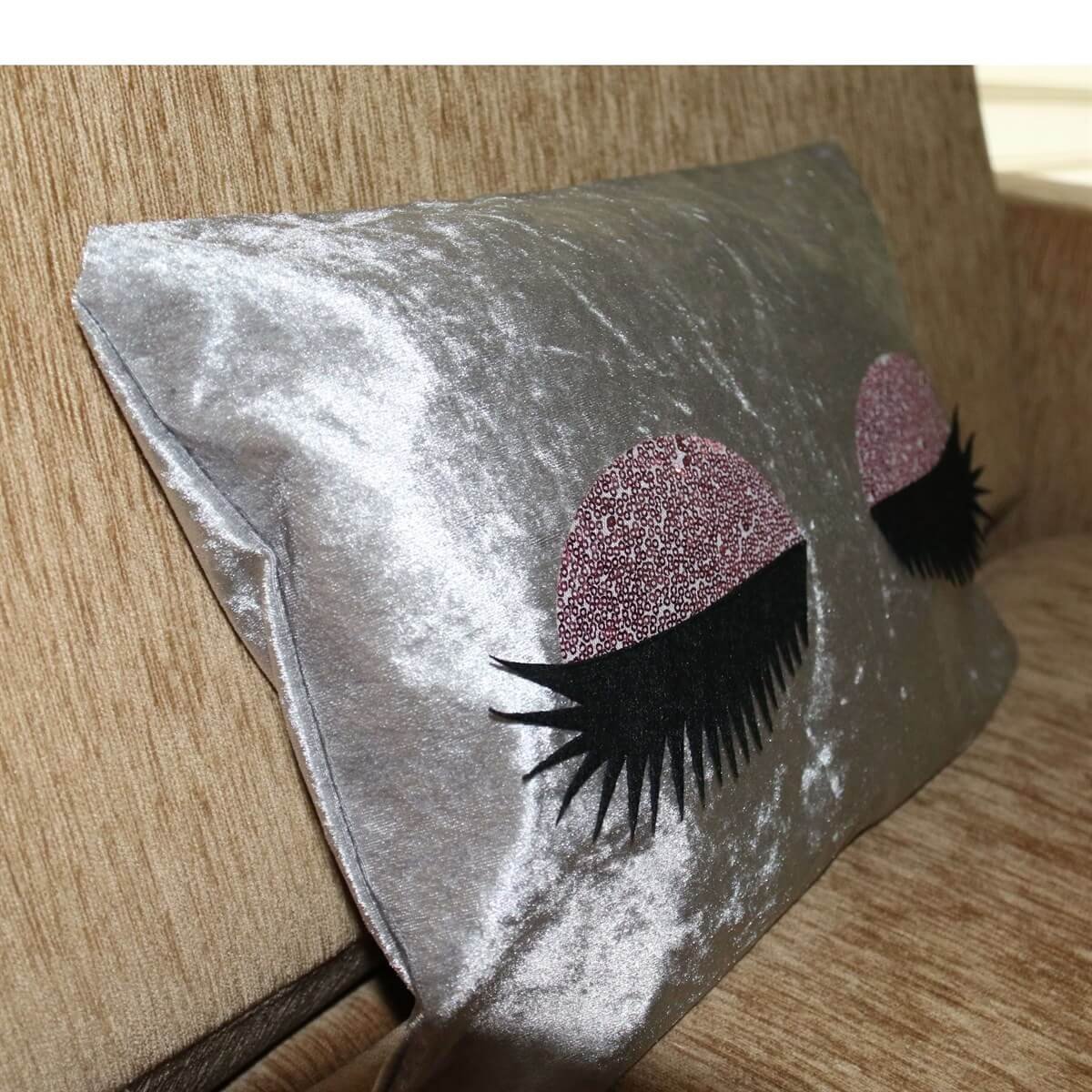 Dikdörtgen Kadife Kirpikli Kırlent Kılıfı 33*45 cm-Kız Çocuk Aksesuar-QuzucukKids.com