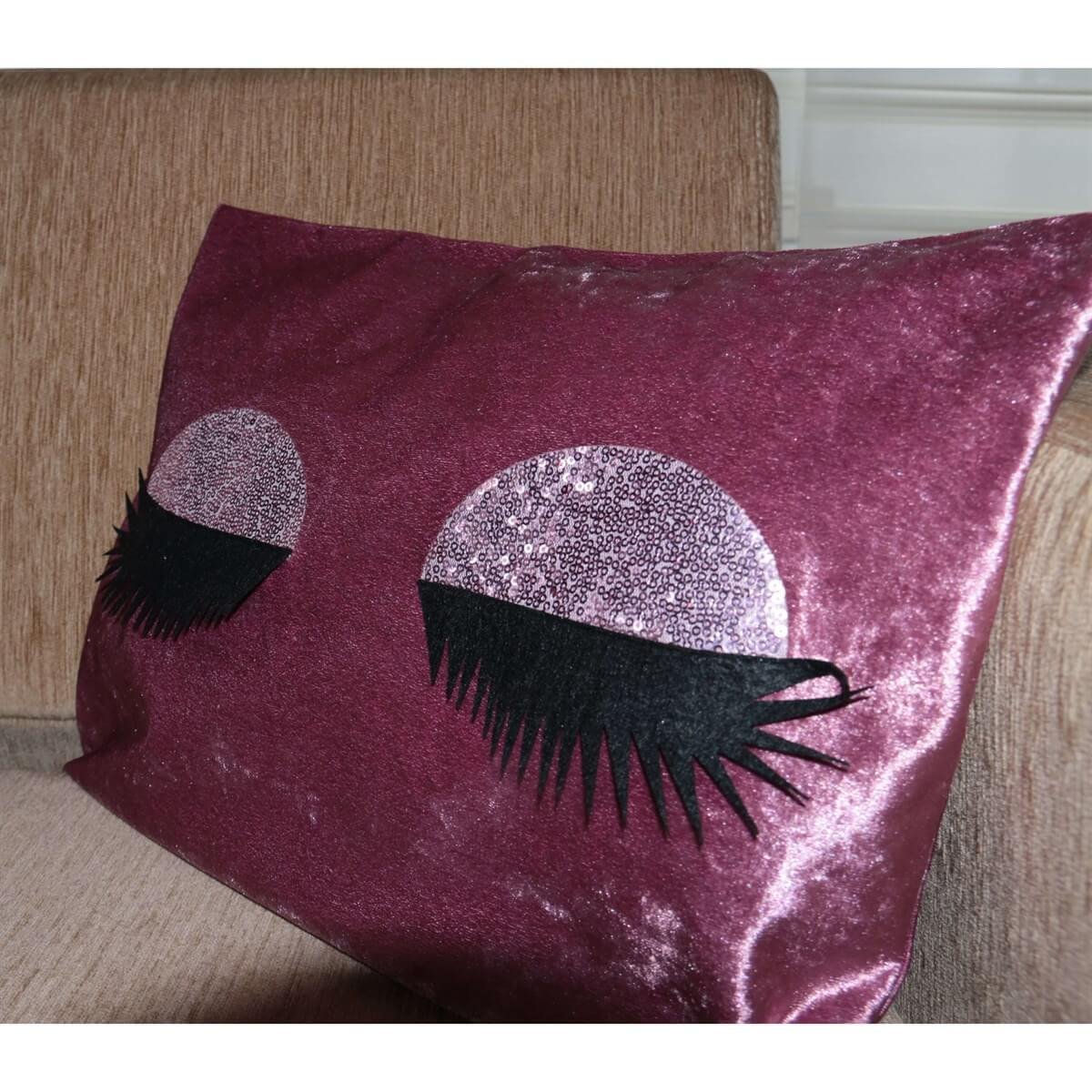 Dikdörtgen Kadife Kirpikli Kırlent Kılıfı 33*45 cm-Kız Çocuk Aksesuar-QuzucukKids.com