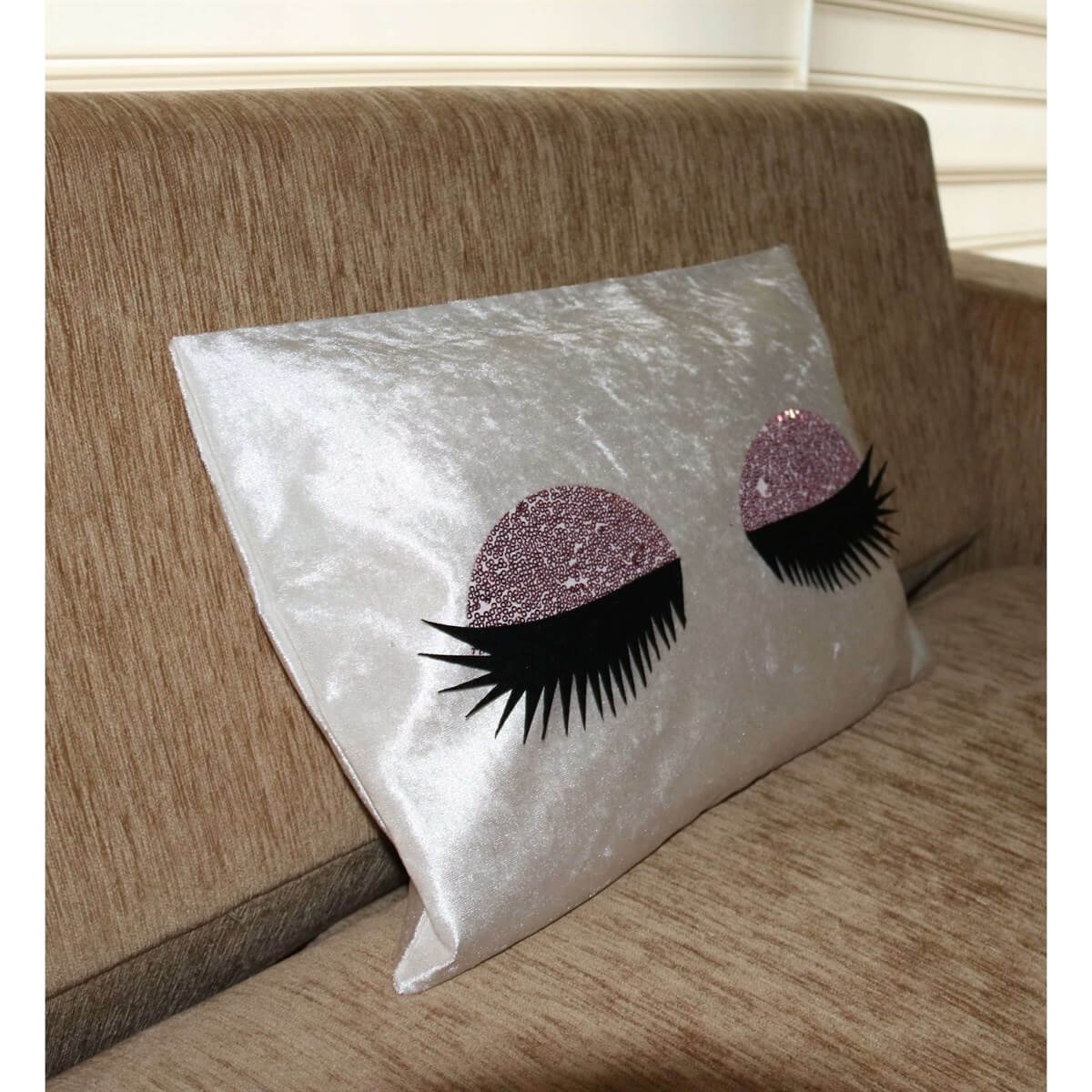 Dikdörtgen Kadife Kirpikli Kırlent Kılıfı 33*45 cm-Kız Çocuk Aksesuar-QuzucukKids.com