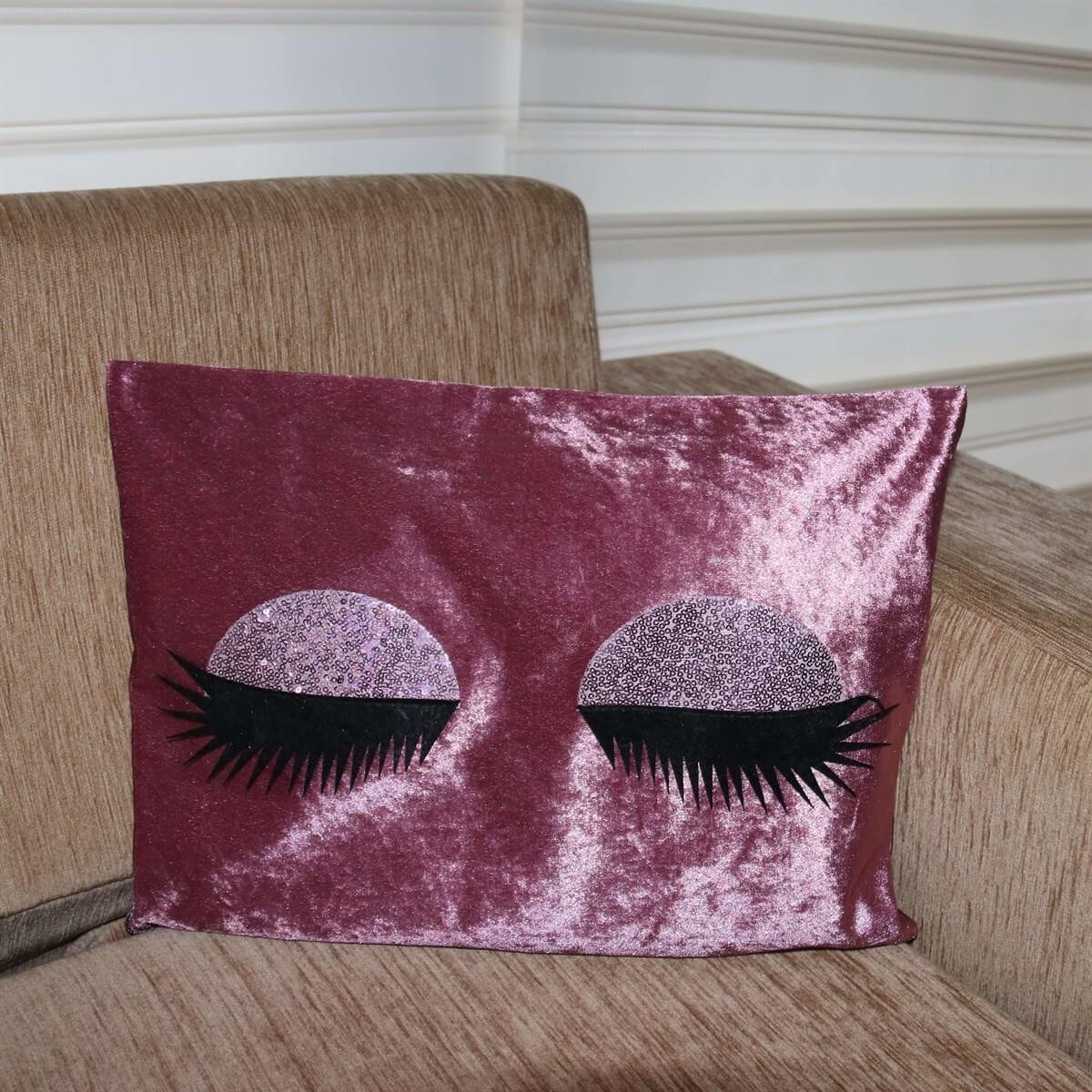 Dikdörtgen Kadife Kirpikli Kırlent Kılıfı 33*45 cm-Kız Çocuk Aksesuar-QuzucukKids.com