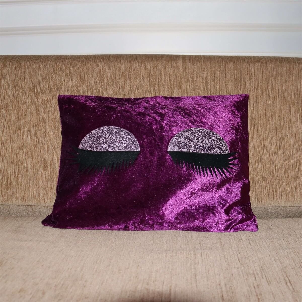 Dikdörtgen Kadife Kirpikli Kırlent Kılıfı 33*45 cm-Kız Çocuk Aksesuar-QuzucukKids.com