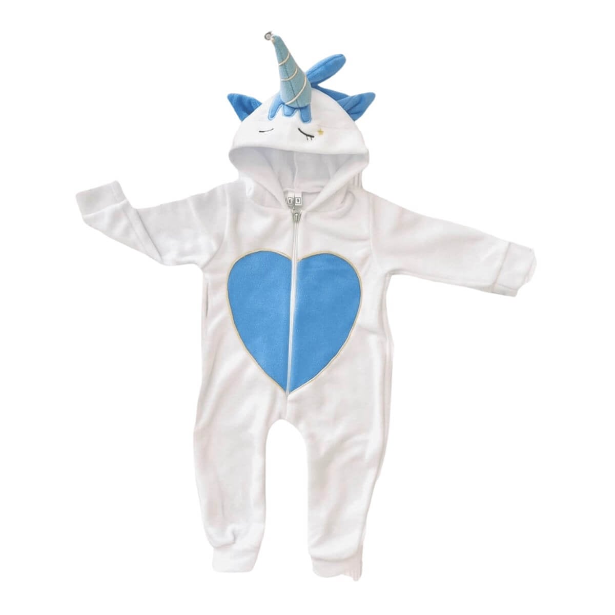 Erkek Bebek Mavi Figürlü Polar Tulum-Erkek Çocuk Tek Alt & Üst-QuzucukKids.com