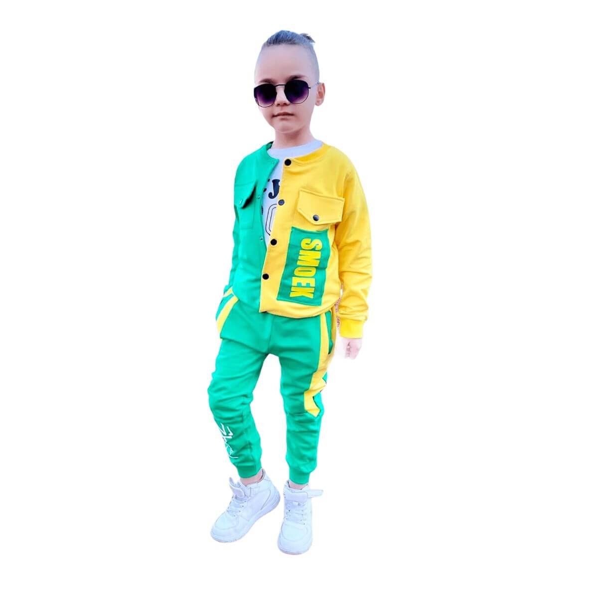 Erkek Çocuk Ceketli Yeşil Spor Takım-Kid Boy Cloth Sets-QuzucukKids.com