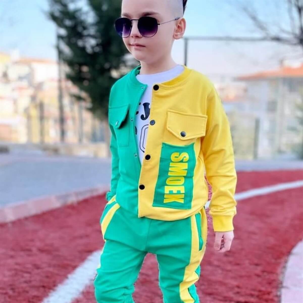 Erkek Çocuk Ceketli Yeşil Spor Takım-Kid Boy Cloth Sets-QuzucukKids.com