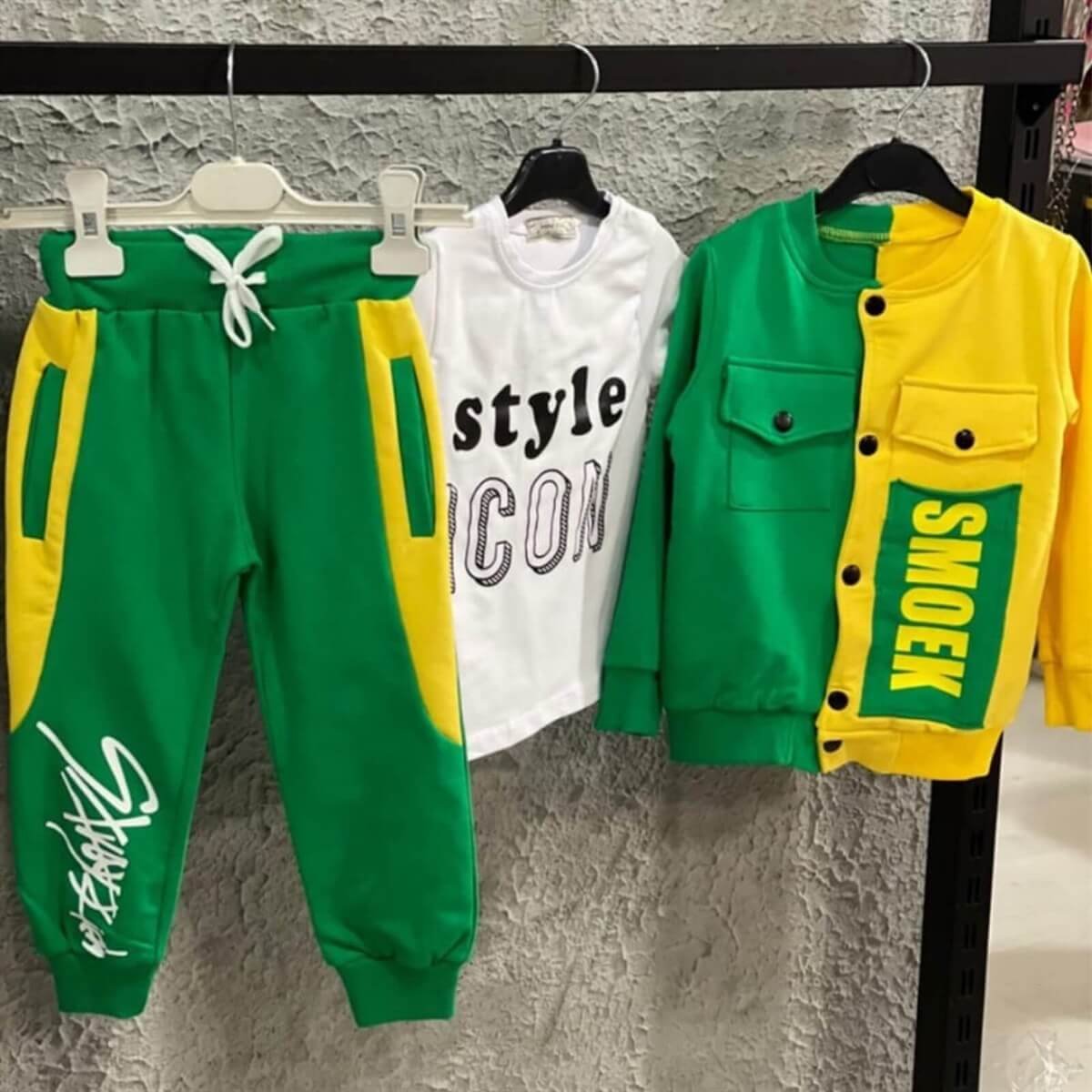 Erkek Çocuk Ceketli Yeşil Spor Takım-Kid Boy Cloth Sets-QuzucukKids.com