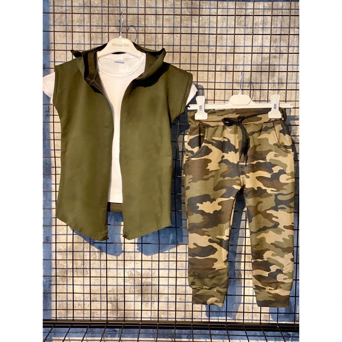 Erkek Çocuk Cep Detaylı Kamuflaj Takım-Erkek Çocuk Alt Üst Takım-QuzucukKids.com