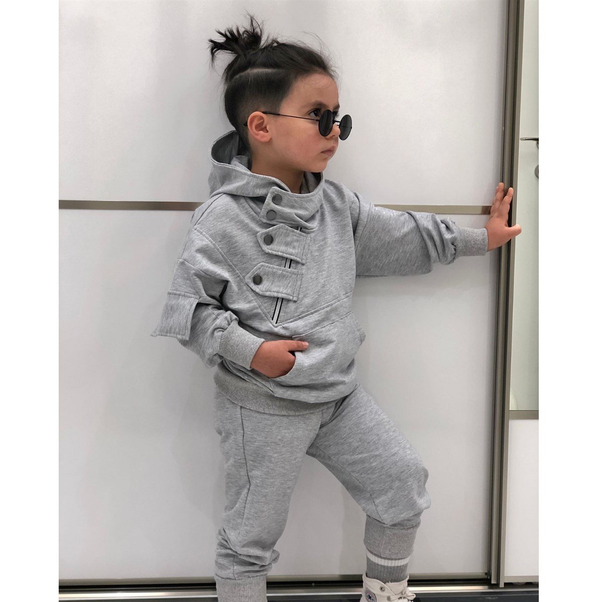 Erkek Çocuk Çıtçıt Detaylı Gri Takım-Kid Boy Cloth Sets-Erkek Çocuk Çıtçıt Detaylı Kırmızı Takım | QuzucukKids.com-QuzucukKids.com