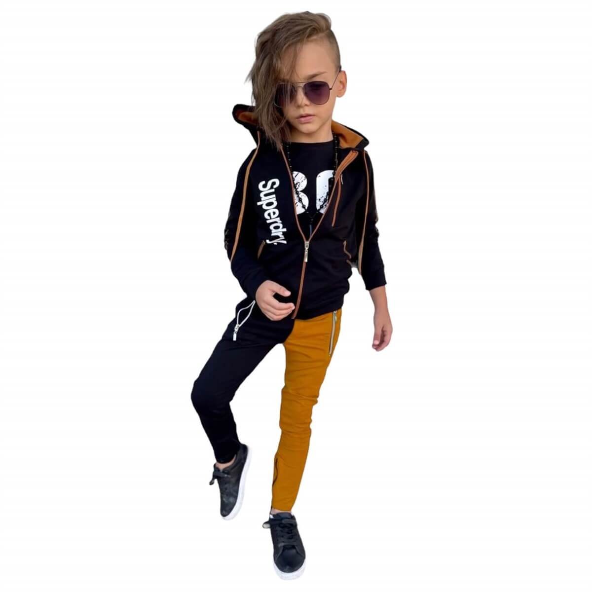 Erkek Çocuk Fermuarlı Spor Günlük Kahve Takım-Erkek Çocuk Alt Üst Takım-QuzucukKids.com