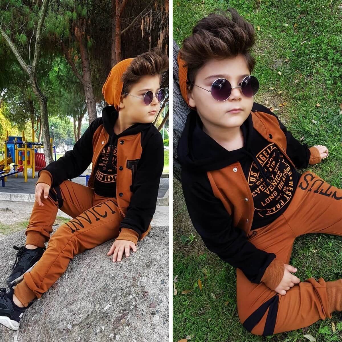 Erkek Çocuk Kahverengi Spor Ceket Kombin-Seasonal Products-QuzucukKids.com
