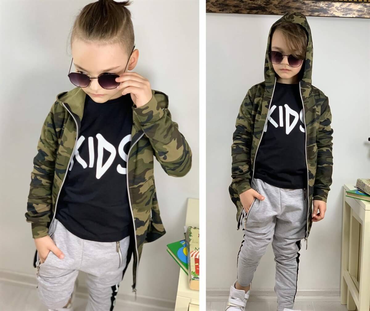 Erkek Çocuk Kamuflaj Ceketli Spor Takım-Erkek Çocuk Alt Üst Takım-QuzucukKids.com