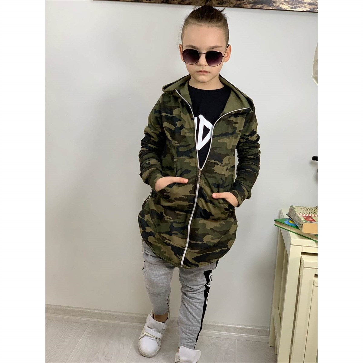 Erkek Çocuk Kamuflaj Ceketli Spor Takım-Erkek Çocuk Alt Üst Takım-QuzucukKids.com