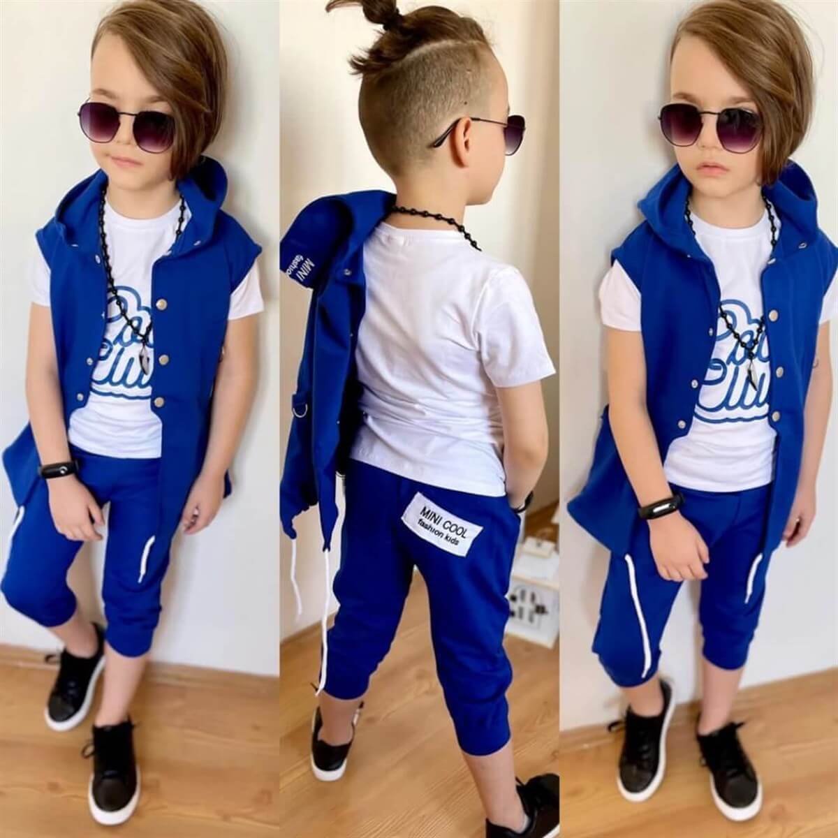 Erkek Çocuk Kapşonlu Kaprili Yazlık Takım-Kid Boy Cloth Sets-QuzucukKids.com