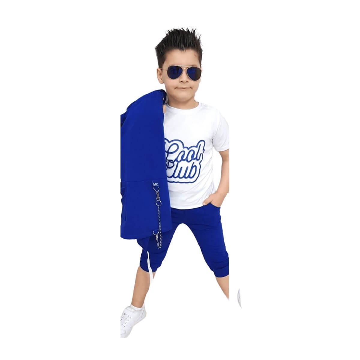 Erkek Çocuk Kapşonlu Kaprili Yazlık Takım-Kid Boy Cloth Sets-QuzucukKids.com