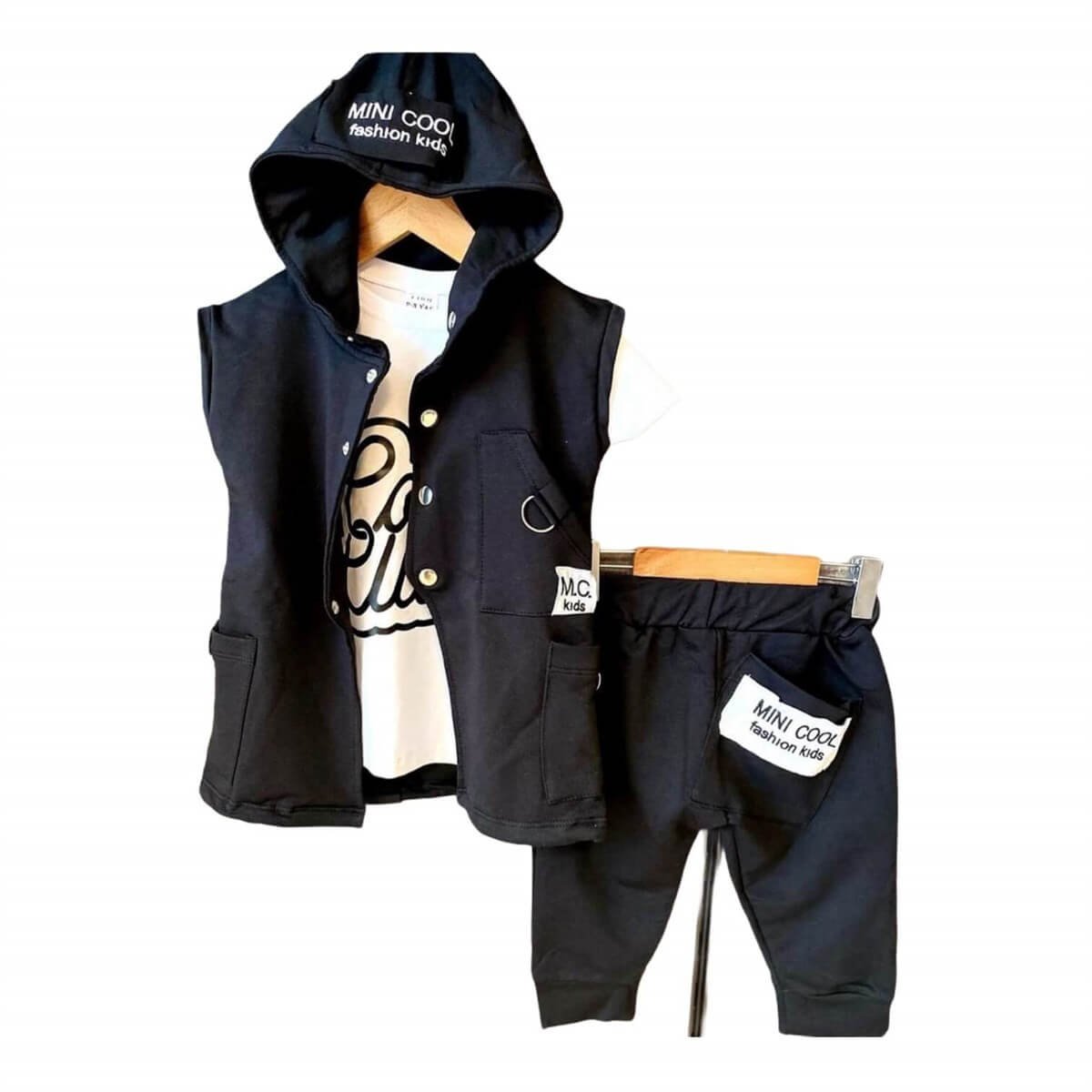 Erkek Çocuk Kapşonlu Kaprili Yazlık Takım-Kid Boy Cloth Sets-QuzucukKids.com