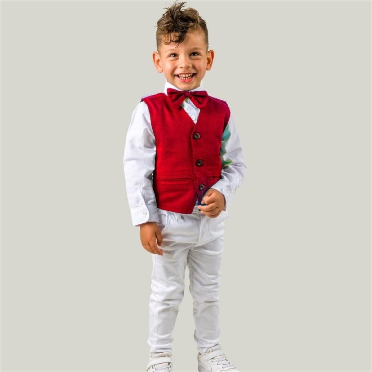 Erkek Çocuk Kırmızı Yeleklı 4'lü Takım-Erkek Çocuk Alt Üst Takım-Erkek Çocuk Şardonlu Haki Yeşil Eşofman Takımı | QuzucukKids.com-QuzucukKids.com